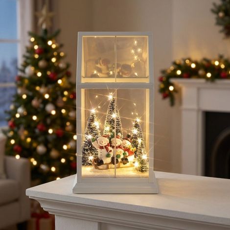 Festive LED Snowman Sledge Scene Lantern (1/2)