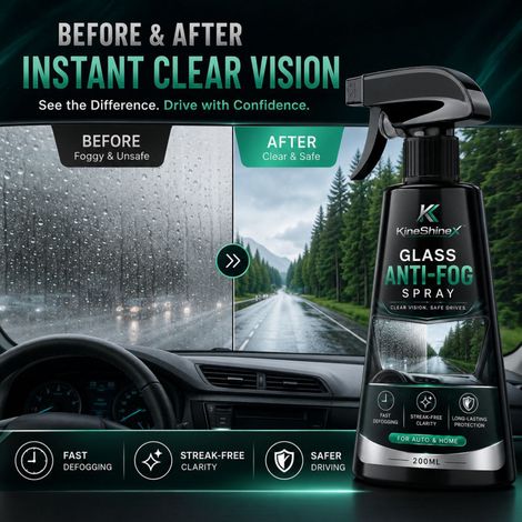 KineShineX Autoglas-Antibeschlagspray – Entfeuchtet Windschutzscheibe und Rückspiegel, reduziert Feuchtigkeit und hält... (1/5)