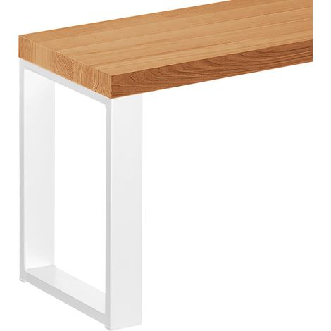 LAMO Manufaktur Sitzbank Esszimmer Holzbank 30x140x47 cm, Möbelfüße Simple Weiss / Rustikal, LSB-01-A-003-140-9016S (1/5)