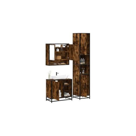 Ensemble de meubles de salle de bain 3 pcs Chêne fumé (1/5)