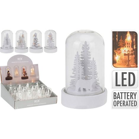 Bola de nieve árbol de navidad con led 9 cm modelos variados