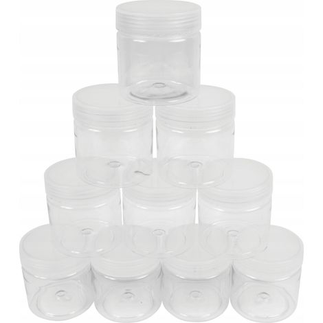 Contenitore in plastica a forma di barattolo da 180 ml, diametro 67 mm. (1/2)