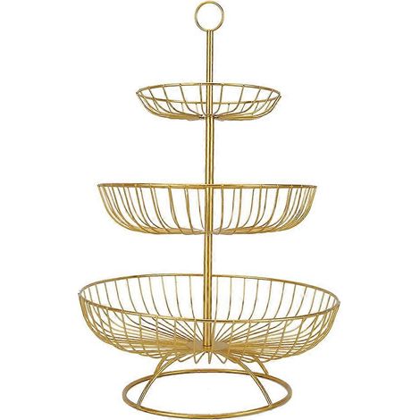 Corbeille de Rangement en Métal pour Fruits, Plateau à 3 Niveaux, Décoration Moderne pour Salon, Support de Table pour Vaisselle et Accessoires (1/5)