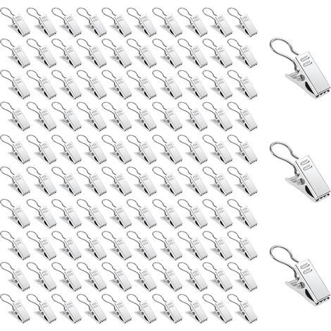 100 Pièces Pinces à Rideaux en Métal fer Argent,Clips avec Crochets et Anneaux à Pince pour Douche et Fenêtre,Décoration de La Maison (1/5)