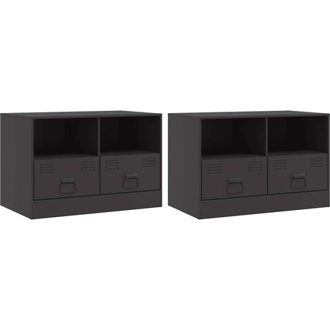 Maison Exclusive - TV-Schränke 2 Stk. Schwarz 67x39x44 cm Stahl