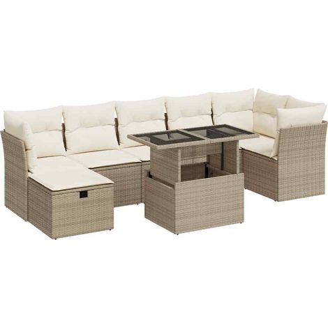 Maison Exclusive - Set Divano da Giardino 8 pz con Cuscini Beige in Polyrattan (1/5)