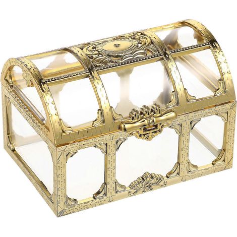 Coffret à trésor de pirate en plastique transparent texturé, boîte à bijoux en cristal, organisateur de rangement pour bibelots et souvenirs-9.00X6.50X6.50CM (1/4)