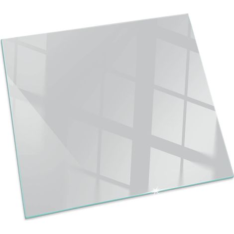 Plaque en verre trempé pour cheminée indépendante de sol avec impression Couleur Gris Carrée 60x60 cm (1/5)