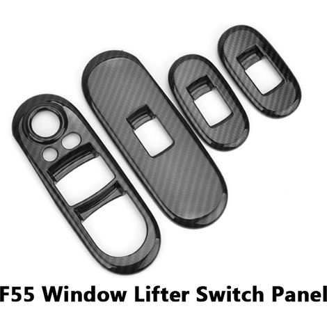 (3 5 portes Noir) Boîtier de commande de lève-vitre avec autocollant en fibre de carbone compatible avec Mini Cooper One S F55 F56 F57 Hatchback Accessoires de rénovation (1/5)