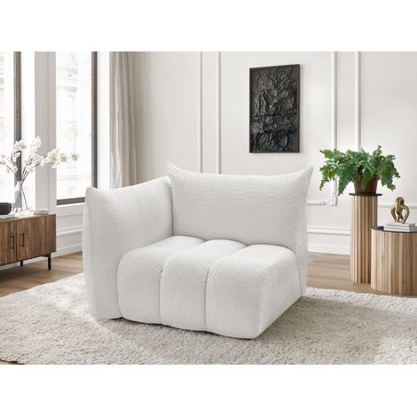 BOBOCHIC - Chauffeuse 1 place avec accoudoir pour canapé modulable AZRA tissu bouclette Angle gauche  Blanc