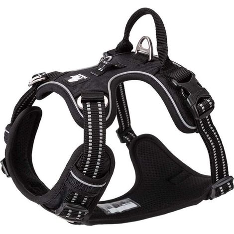ZOLGINAH Harnais pour Chien No Pull Nylon Souple Réfléchissant Réglable pour Petit Grand Animal Domestique (S, Noir) (1/4)