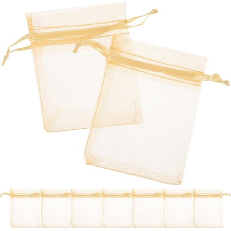 Lot de 100 Paquet en Organza Doré 7X9 CM Cordon de Serrage Petits Paquet à Bijoux et Présents pour Mariage Fêtes Rangement Cosmétiques et Accessoires Sachets Présents Élégants (1/5)