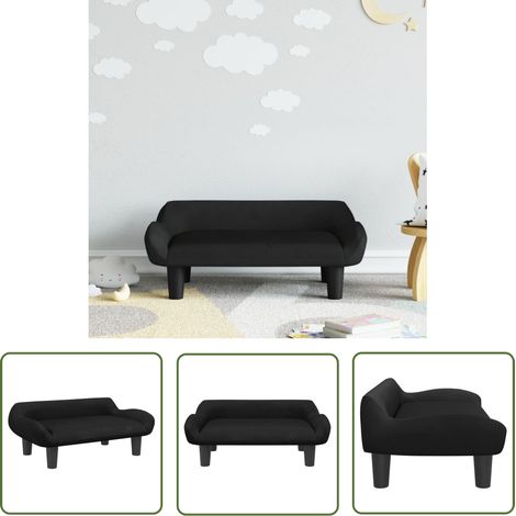 The Living Store Canapé pour enfants noir 70x40x24 cm velours - Canapé Enfant - Canapé Bébé - Mobilier Enfant - Meubles Pour Enfants - Chaise Enfant