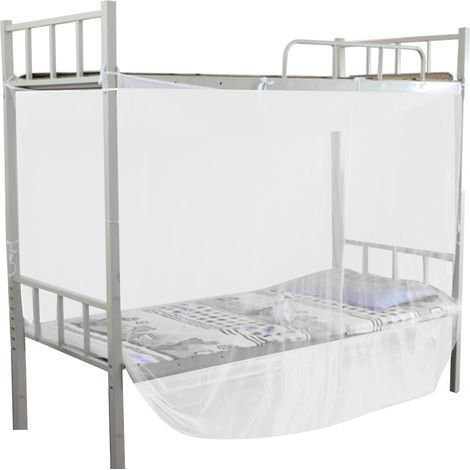 Moustiquaire à baldaquin de lit à 4 coins, double, Queen Size, blanc (150x195x170cm) (1/5)