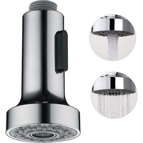 Douchette pour Robinet Cuisine Douchette 2 Modes Tête Robinet Cuisine Douchette Remplacement Douchette pour Rétractable Mitigeur Cuisine,Chromé ,G1/2". (1/3)