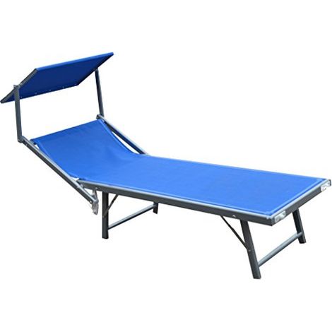 lettino prendisole reclinabile essenza "ibiza" in alluminio e textilene blu 183x59x36 cm (1/4)