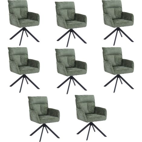 HOME DELUXE Esszimmerstuhl mit Armlehne ALUNA Chenille - 8er Set Grün Drehbarer Esszimmerstuhl, Esszimmerstuhl mit Drehfunktion, 360-Grad drehbarer Esszimmerstuhl, (1/5)