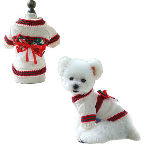 1 robe pour chien, polyester doux et élastique, beige, taille S/M/L/XL, pour automne-hiver, adapté aux petits chiens et chats femelles (1/5)