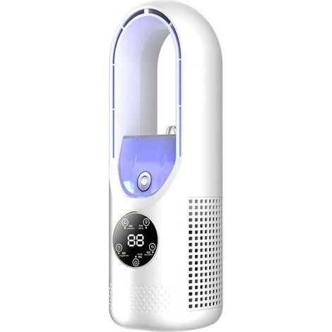 1 ventilateur USB sans pale, 6 vitesses avec affichage LED, refroidisseur évaporatif humidificateur pour bureau et chambre