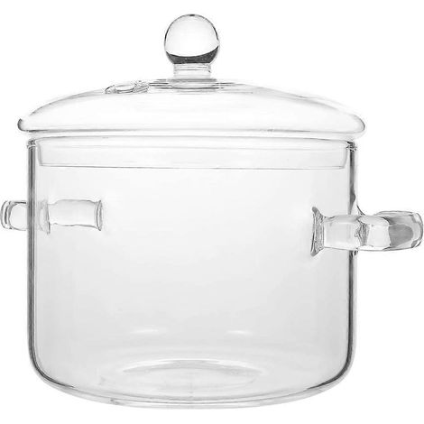 Casserole en verre avec couvercle, marmite à mijoter transparente en verre borosilicate de haute qualité, 1600 ml. (1/5)