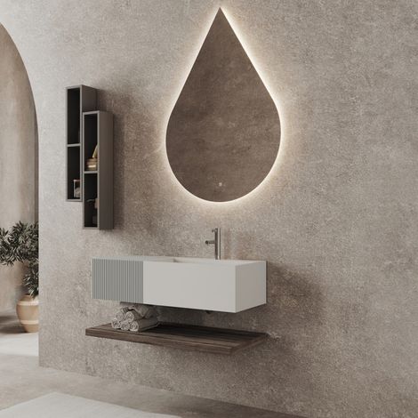 Composizione Da 100 Cm Con 1 Cassetto Grigio Perla Specchio Goccia  Rodi