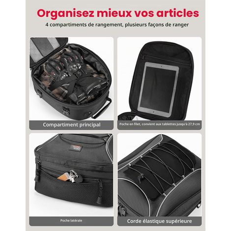 Sac de Selle de Moto, 22L-34L Sac Arrière à Double Usage avec Housse Imperméable, Sacoche à Casque Extensible pour la Plupart des Moto (1/5)