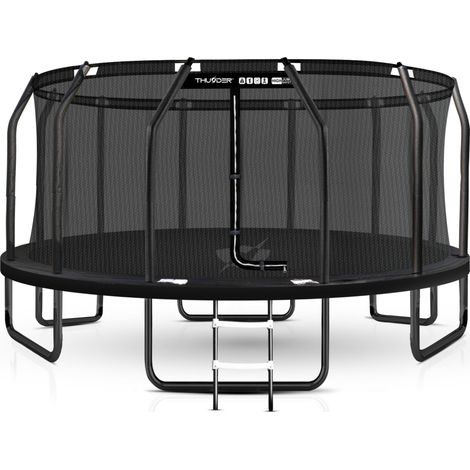 THUNDER INSIDE-ELITE 16FT BLACK Gartentrampolin 488 cm Schwarz mit innenliegendem Sicherheitsnetz und Leiter (1/5)