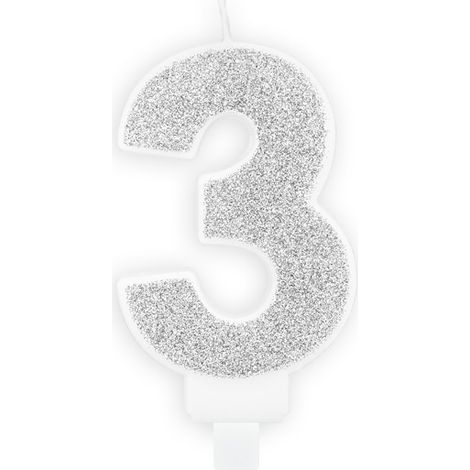 Bougie numéro 3 en argent, 1 pièce. (1/3)