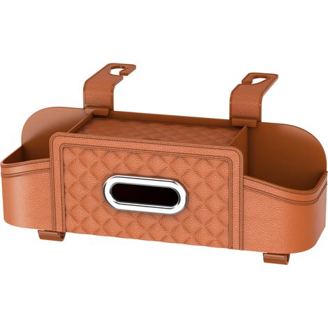 Aufbewahrungsbox für die Rückenlehne des Autositzes, orange, 35,1 x 9,3 x 17,6 cm, mit Aufhängetasche, multifunktionale Aufbewahrungsbox. (1/5)
