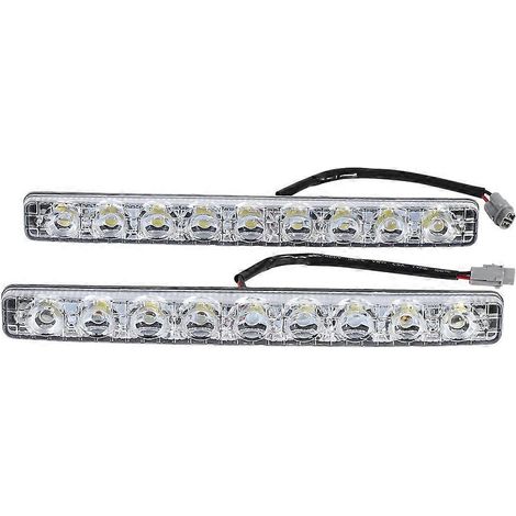 Stück weiße 9-LED-Lichtleisten für Tagfahrlicht (DRL) – Nebelscheinwerfer für Autofahrten (1/5)