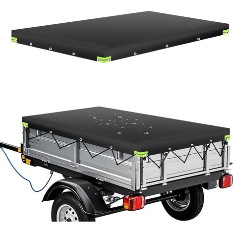 209 x 115 x 10 cm Waterproof Trailer Tarpaulin Black Trailer Tarpaulin with Reflective Strips, 420D Oxford Fabric (1/5)