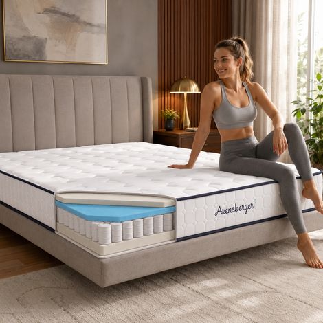 Arensberger LENA SPORT Taschenfederkernmatratze 160 x 200 cm 21cm Sportmatratze H3 Memoryschaum & Kaltschaum Ergonomisch