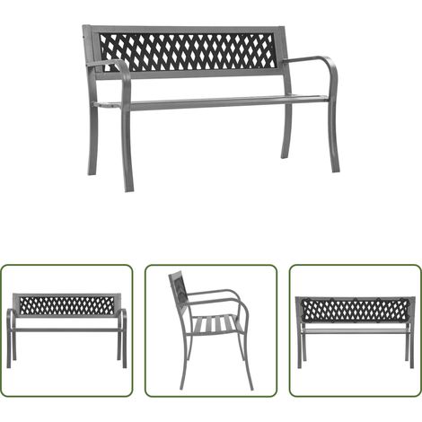 vidaXL Banc en acier - Banc de jardin Noir 120 cm Acier (1/5)