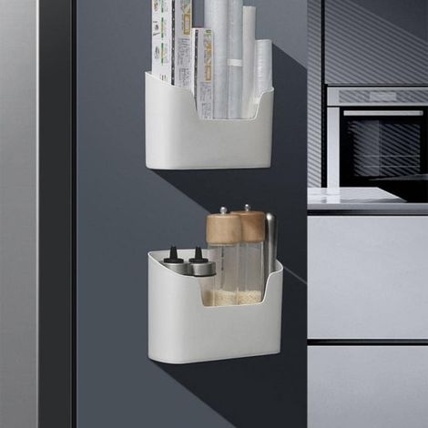 Boîte à double porte adhésive, organisateur de cuisine pour plan de travail, ABS blanc (1/5)