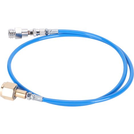 Ortviai Adaptateur de Recharge CO2 pour Sodastream – Raccord CGA320/TR21-4, Tuyau Bleu 125 cm, Acier Inoxydable + Laiton (1/4)