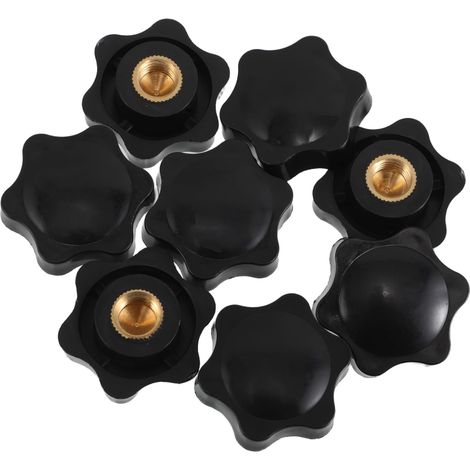 Écrous M10 Black Star, lot de 8, avec poignée hexagonale ergonomique, trou traversant, moletés, (1/5)
