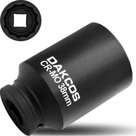1 Douille 38mm, 12 Pans, Acier Cr-Mo, 78mm Longue, Pour Clé À Choc (1/4)