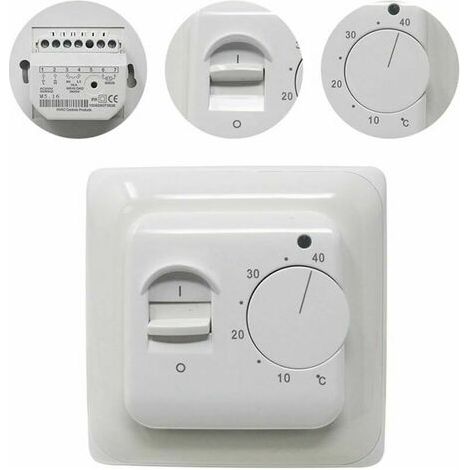 Tigrezy Thermostat de chaudière　Manuel Thermostat d'ambiance Chauffage au Sol Electrique avec sonde AC 220V 16A, Régulateur de Thermostat Plancher Chauffant Mécanique [Classe énergétique A+++]
