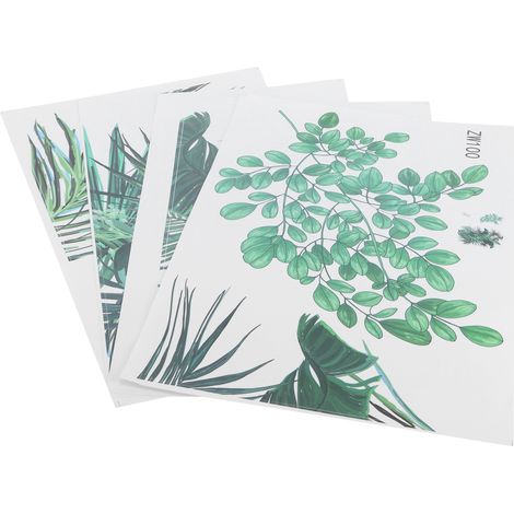 Autocollants Muraux Adhésifs Motif Feuilles Vertes, Décoration Salon Chambre Art Décoratif (1/5)