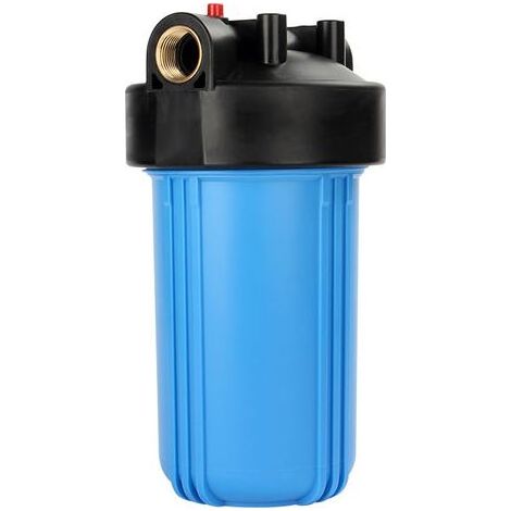 Filtre à eau sous évier 10 pouces Boîtier bleu avec entrée/sortie 1' BSP Débit élevé Compatible cartouches 4 1/2 pouces (1/5)