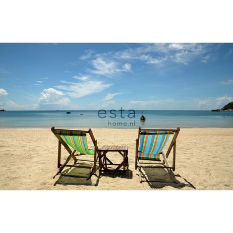 papier peint panoramique plage bleu et beige  - ESTAhome (1/3)