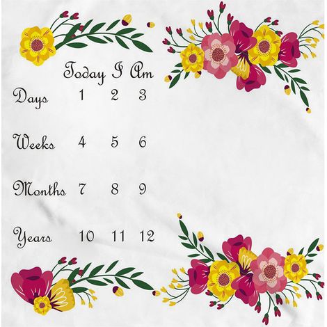 Couverture mensuelle pour bébé, fond photo pour nouveau-né, imprimé floral innovant et amusant, pour accessoires. (1/5)