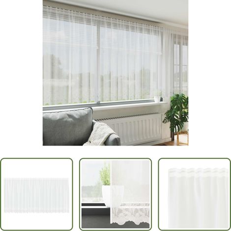 Vorhang -  Spitzenvorhang mit Vorhängen Floral Weiß 180 x 500 cm Polyester