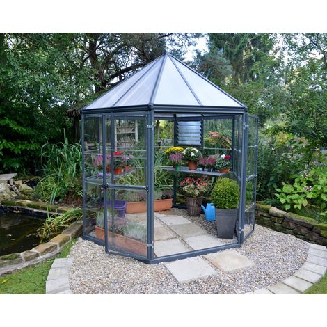 Canopia Oasis Invernadero Hexagonal De Jardín Policarbonato 247X213X267 cm Gris (1/5)