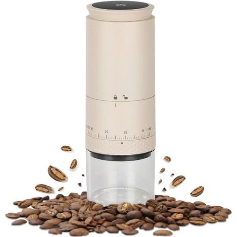 Moulin à café électrique en céramique, meules coniques, portable, pour les grains de café et les épices, pour la maison, le bureau et les voyages.-AquaForge (1/5)