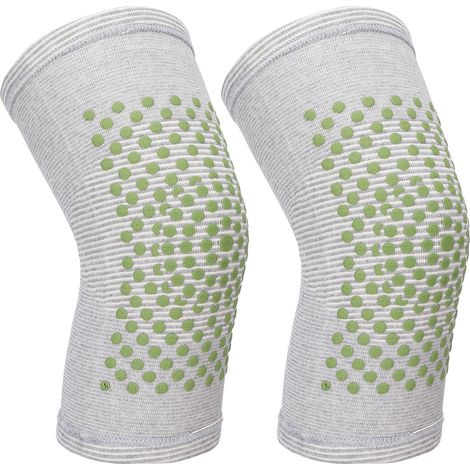 Paire de Genouillères Chauffantes Anti-Froid en Tricot Élastique, Protection Articulaire Sport, Manchon de Genou Gris, Taille Unique (1/5)