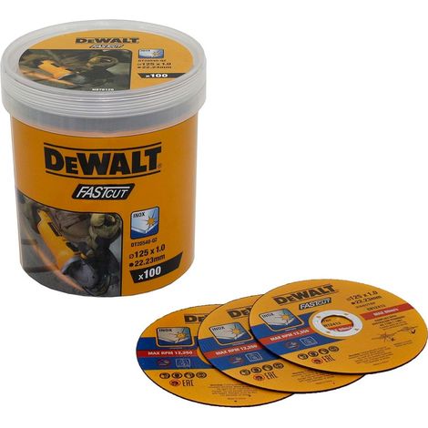 DeWALT - Juego de discos de corte de acero inoxidable 125x22,23 mm, 100 uds. DT20540 (1/2)