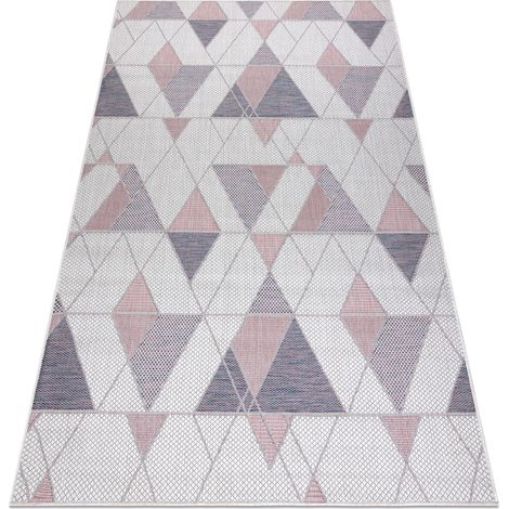 Tappeto SIZAL SION Geometrico, triangoli 3006 tessuto piatto ecru / rosa multicolour 200x290 cm