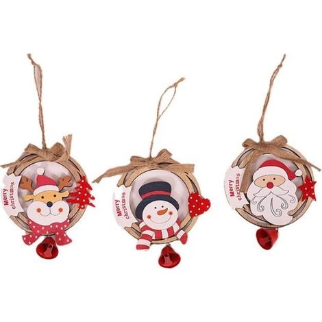 Ornements suspendus - Artisanat - Sapin de Noël en Bois - 3 pcs - Décoration de fête - Mixte (1/4)