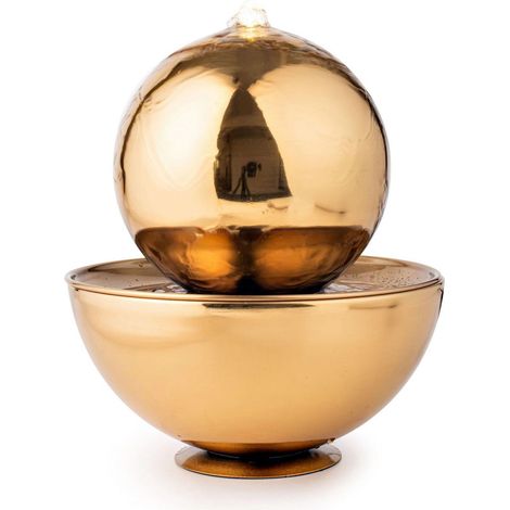 KÖHKO® Zimmerbrunnen Goldblumentopf mit LED-Beleuchtung (1/5)